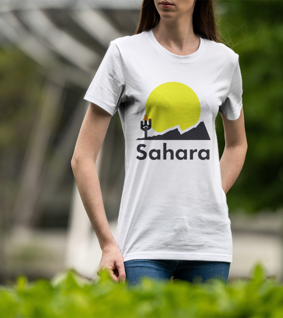 Sahara Desert Cactus Pixel Art With Sombrero Sunset Scene T-Shirt