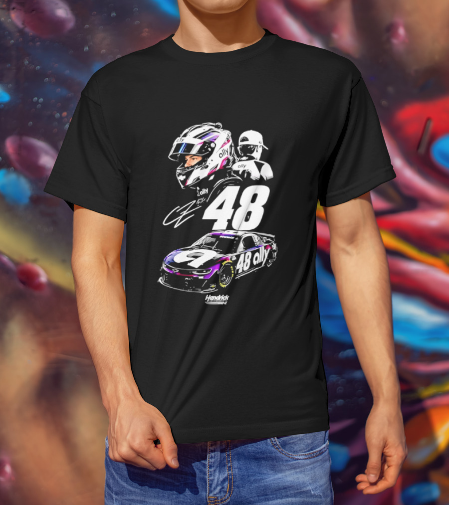Alex Bowman 48 Ally Racing Helmet Car Hendrick Motorsports T-Shirt