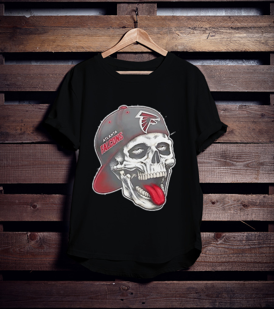 Atlanta Falcons Skull Cap Tongue Out Sports Fan T-Shirt