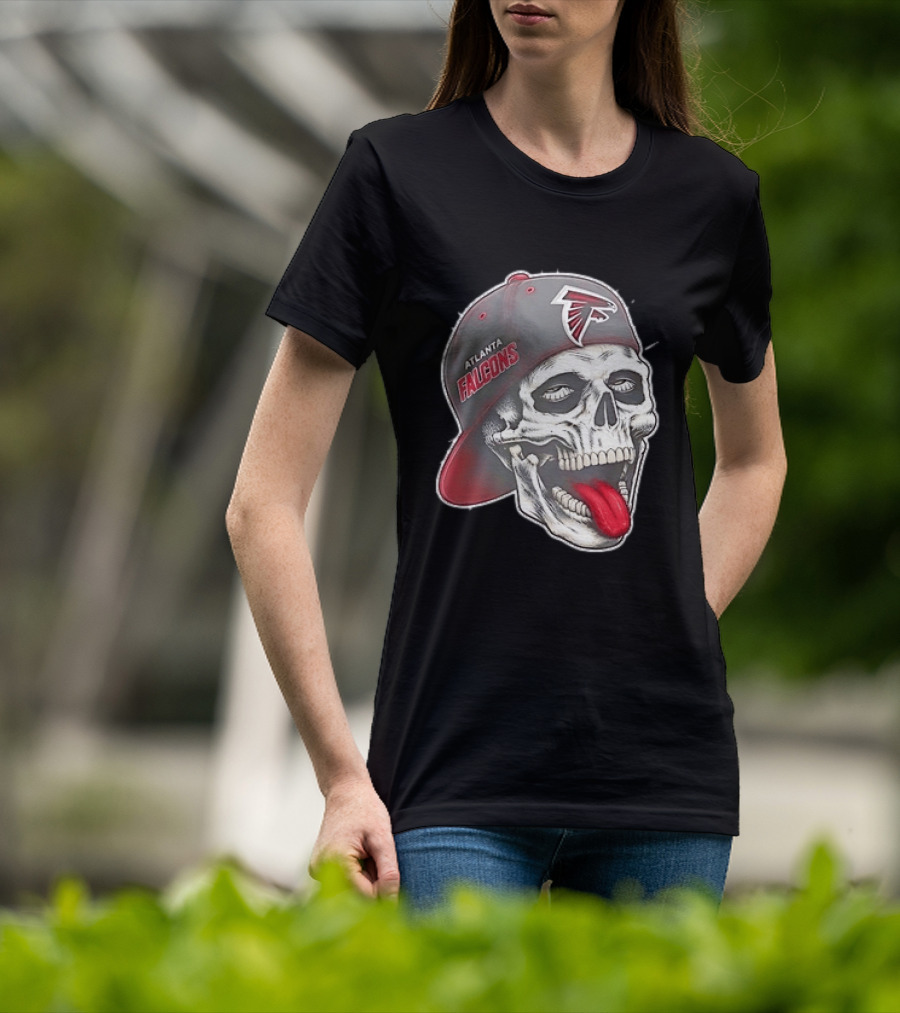 Atlanta Falcons Skull Cap Tongue Out Sports Fan T-Shirt