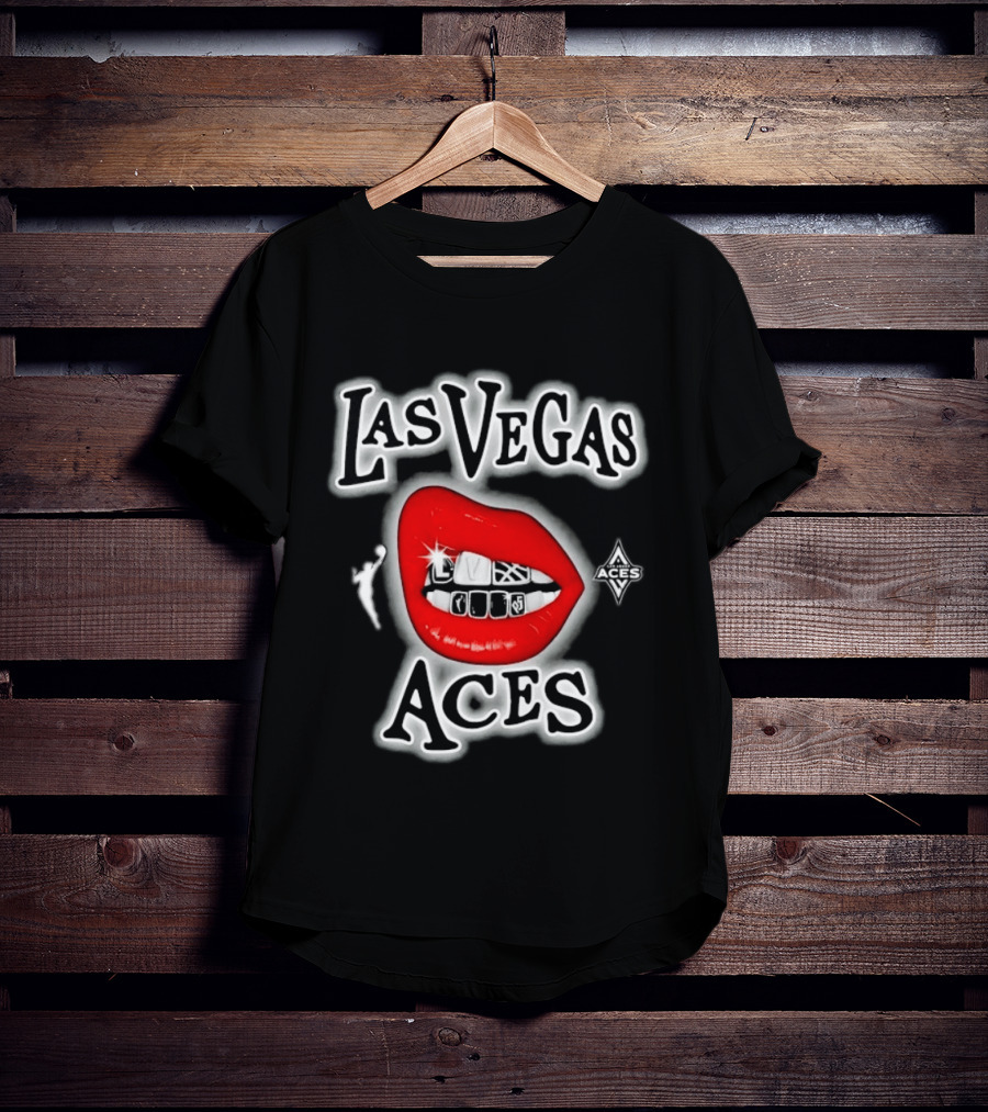 Las Vegas Aces Playa Society Lips WNBA Basketball T-Shirt