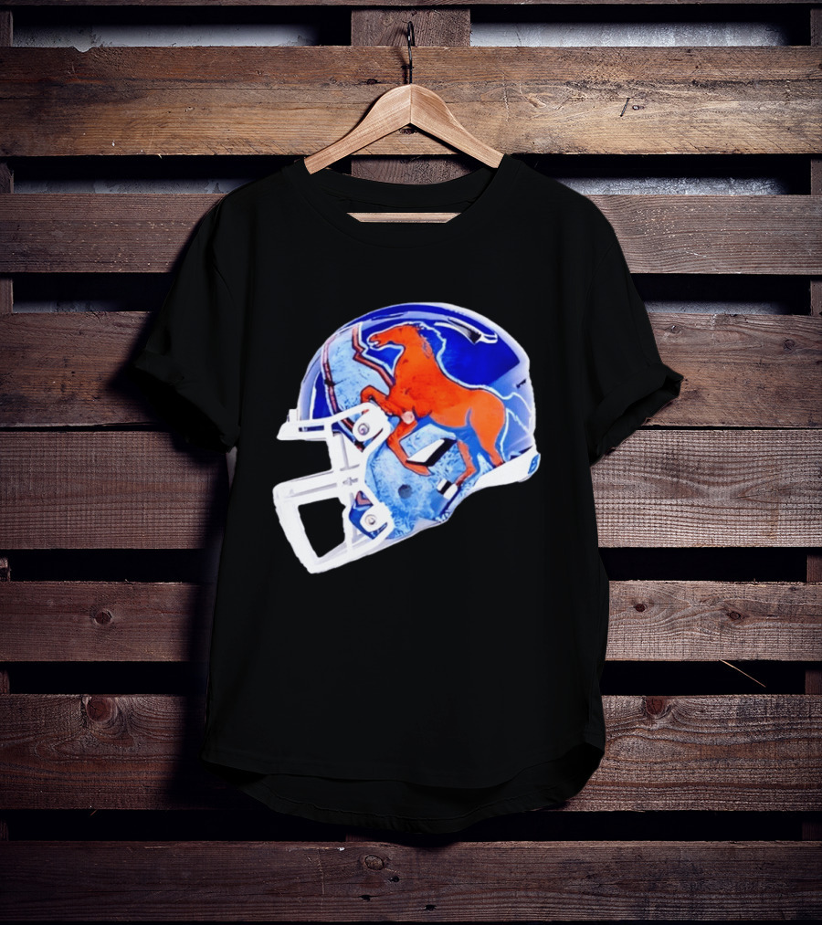 Denver Broncos Horse Helmet Blue And Orange NFL Team Gear T-Shirt