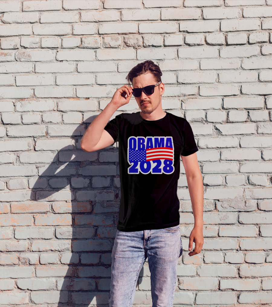 Obama 2028 American Flag Campaign T-Shirt