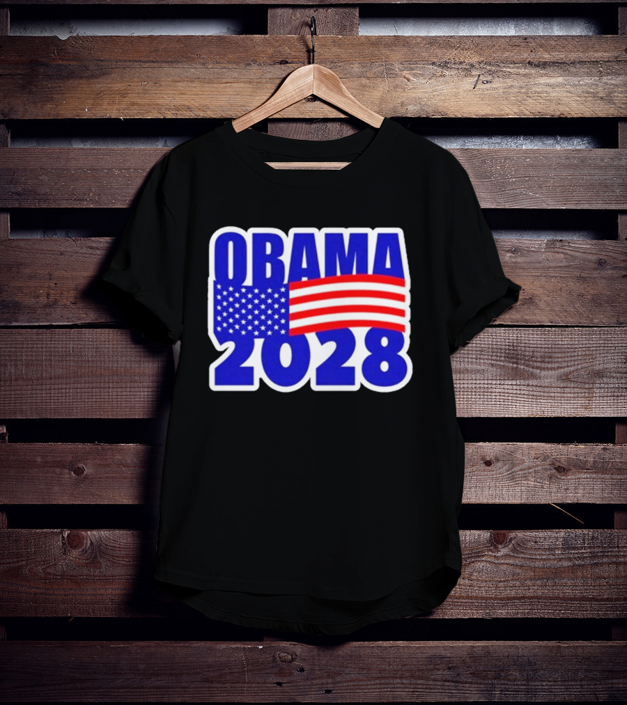 Obama 2028 American Flag Campaign T-Shirt