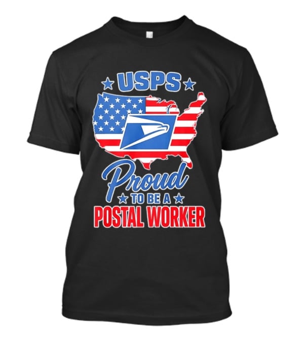 USPS Proud Postal Worker Mail Carrier USA Map T-Shirt
