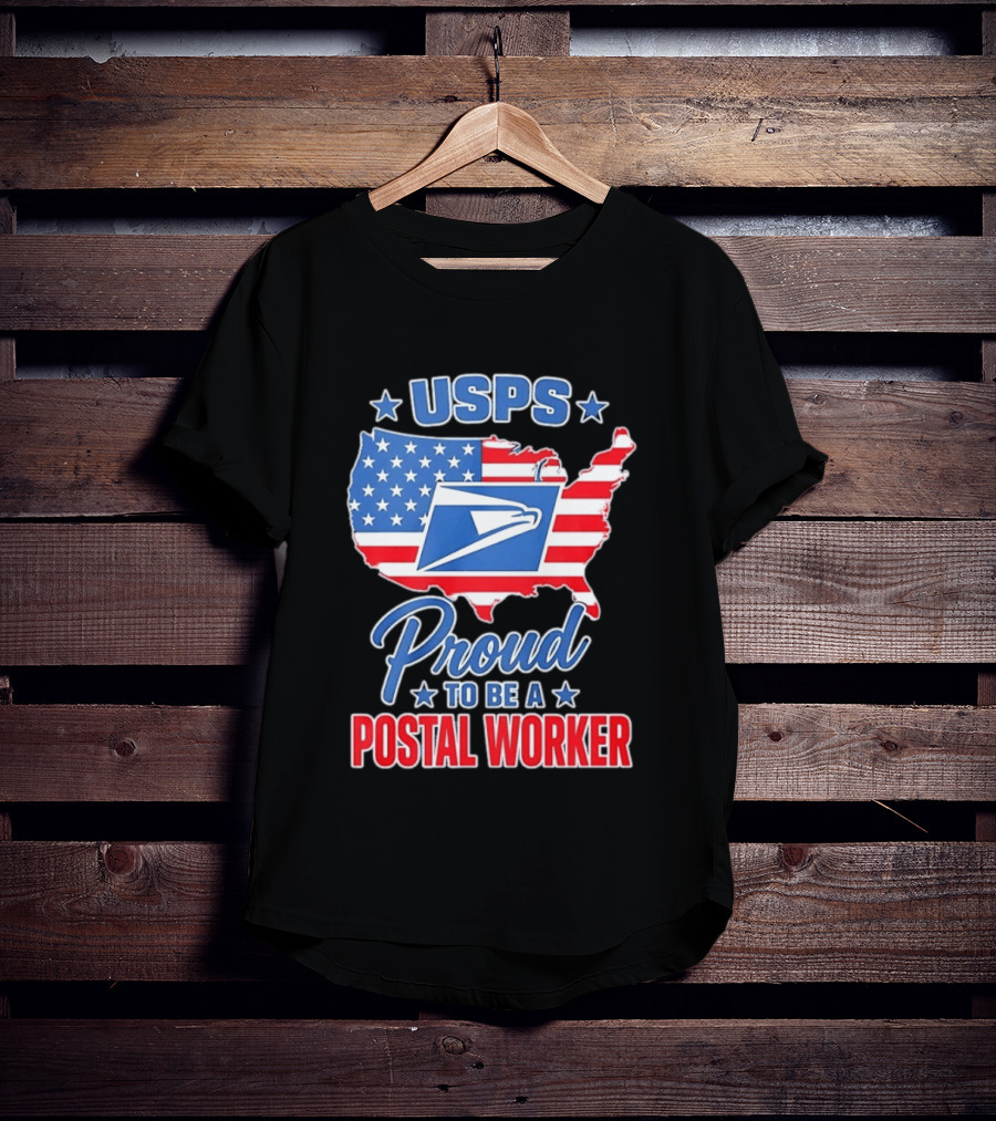USPS Proud Postal Worker Mail Carrier USA Map T-Shirt
