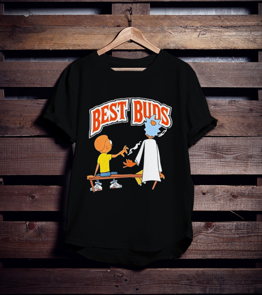 Rick And Morty Best Buds Adult Swim Cartoon Smoking Bench Scene T-Shirt