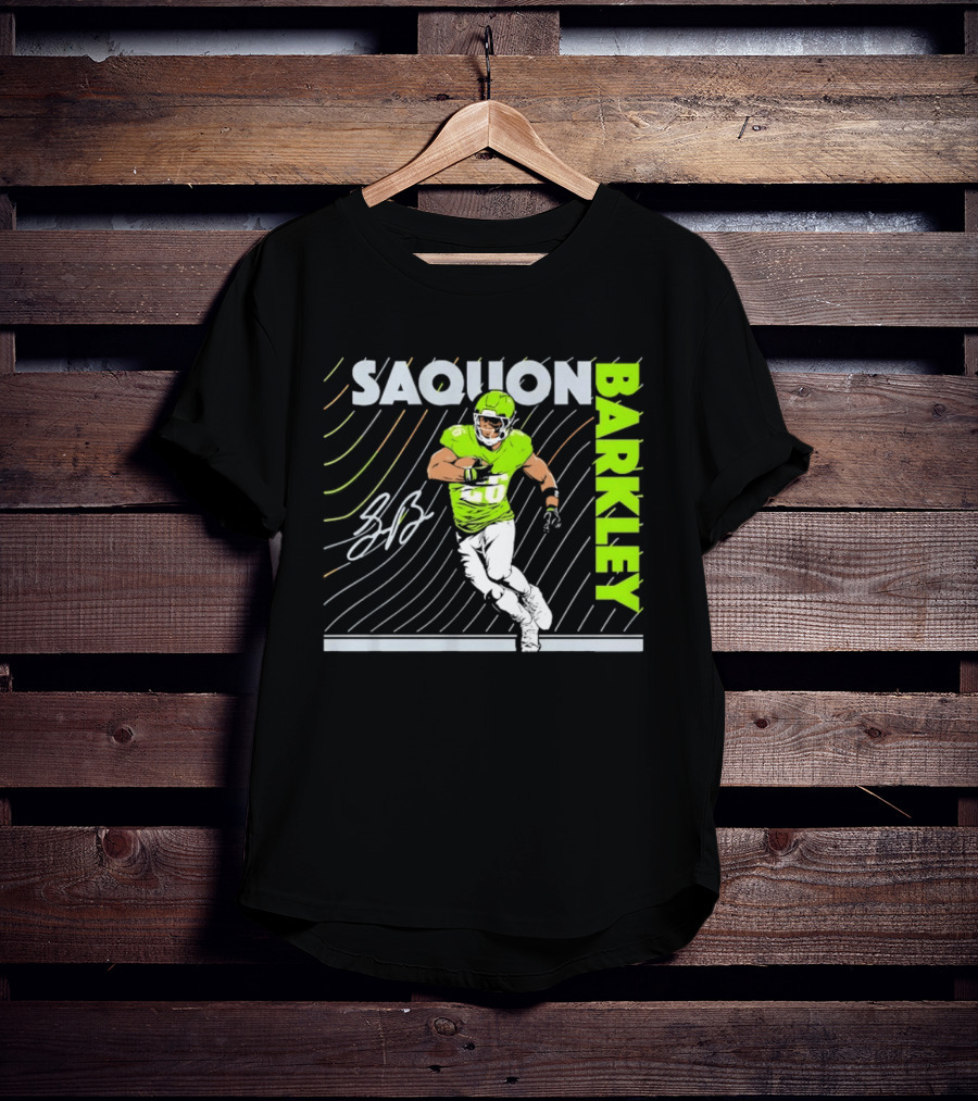Saquon Barkley 26 Running Back Neon Green Philadelphia Eagles T-Shirt