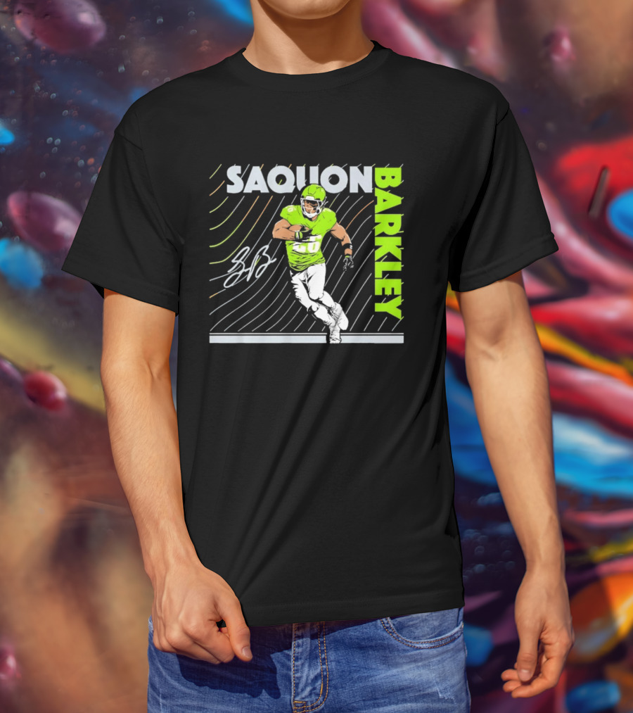 Saquon Barkley 26 Running Back Neon Green Philadelphia Eagles T-Shirt