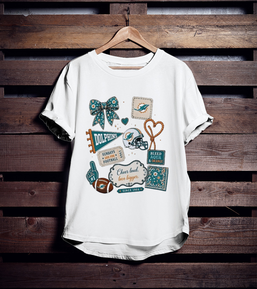 Miami Dolphins Cheer Loud Bleed Aqua Sundays Since 1966 T-Shirt