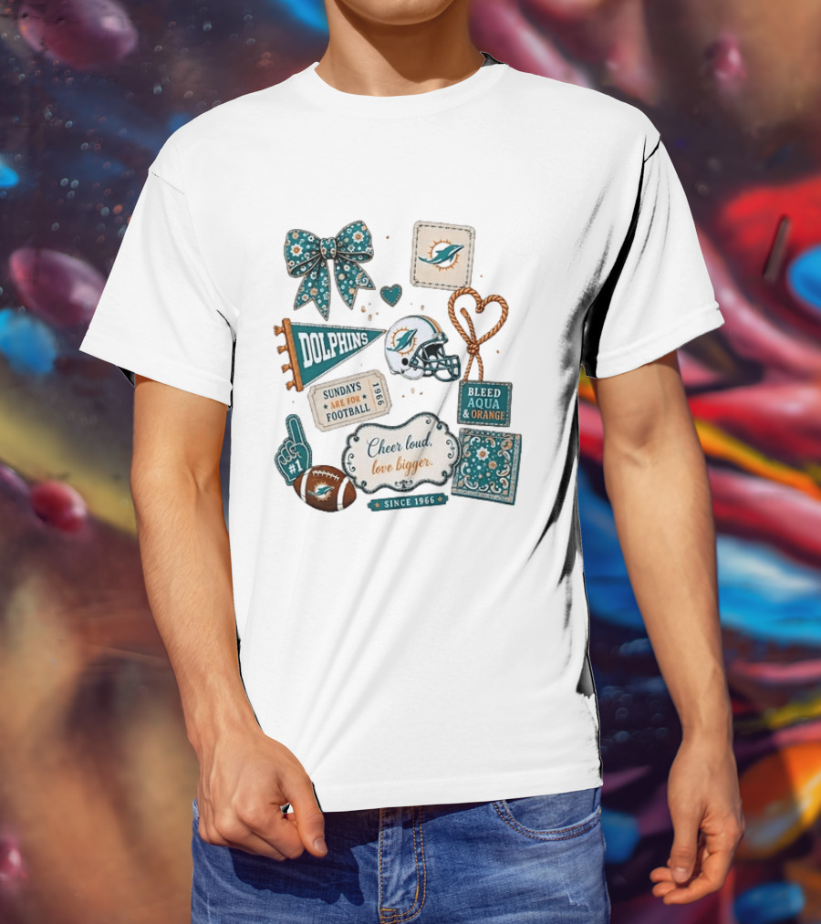 Miami Dolphins Cheer Loud Bleed Aqua Sundays Since 1966 T-Shirt