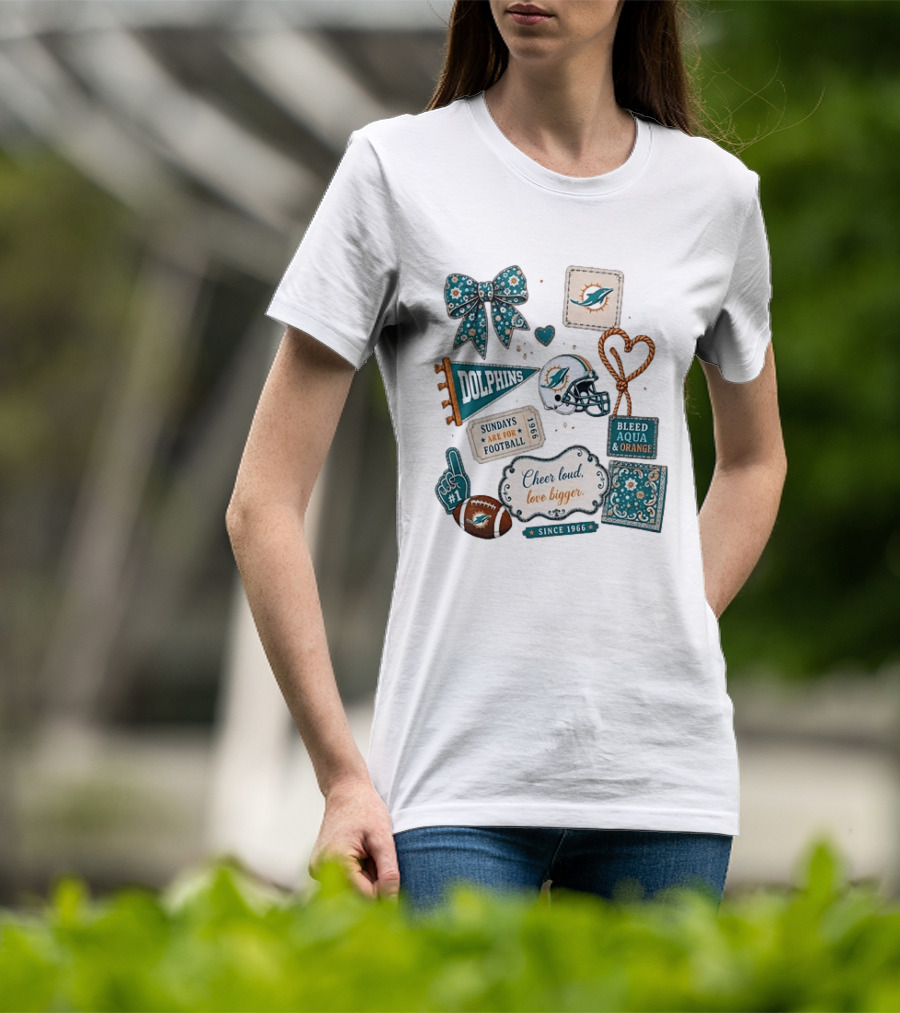 Miami Dolphins Cheer Loud Bleed Aqua Sundays Since 1966 T-Shirt