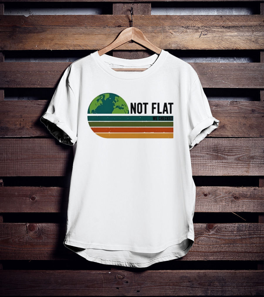 Not Flat We Checked Earth Globe Retro Stripes T-Shirt