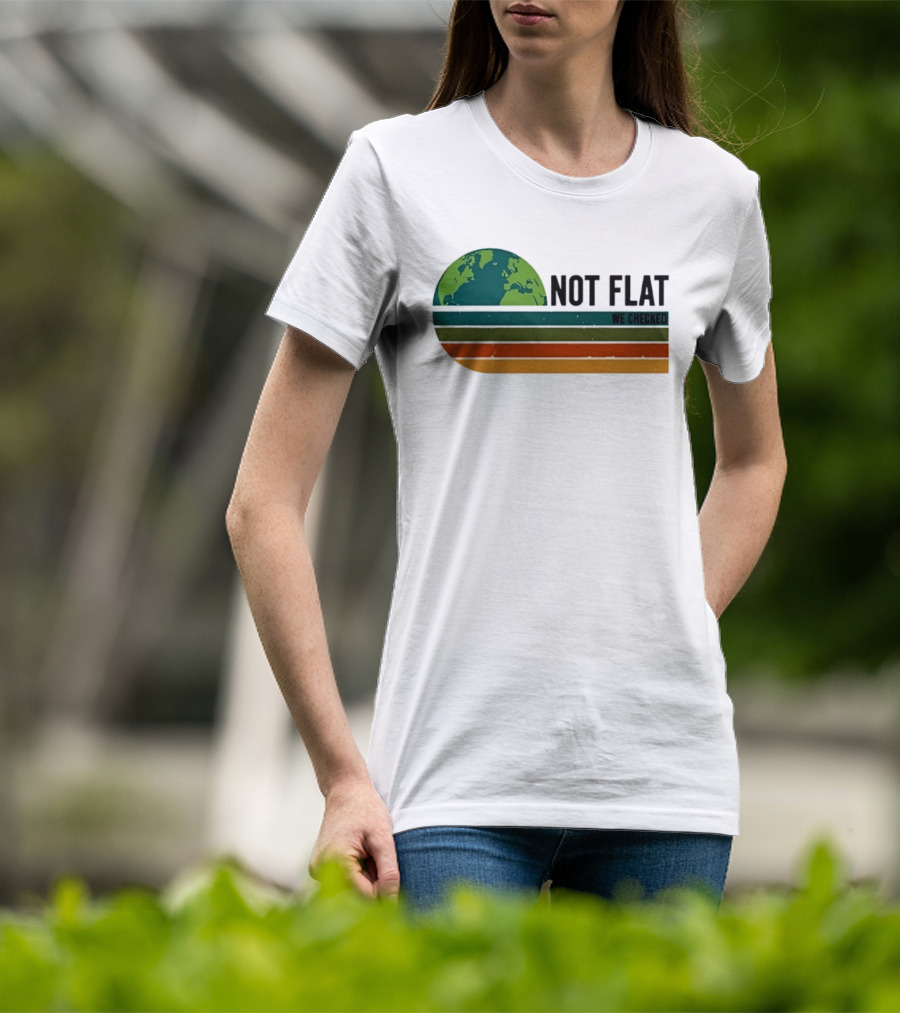 Not Flat We Checked Earth Globe Retro Stripes T-Shirt