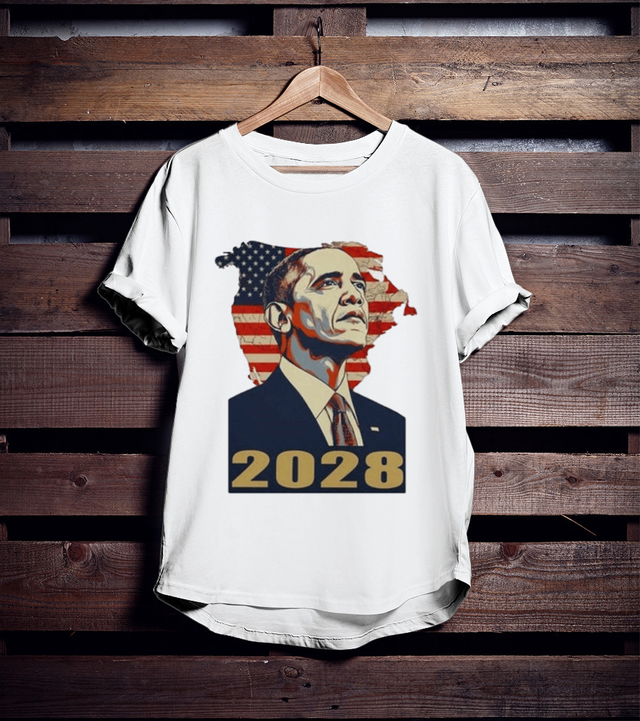 Obama 2028 With American Flag T-Shirt