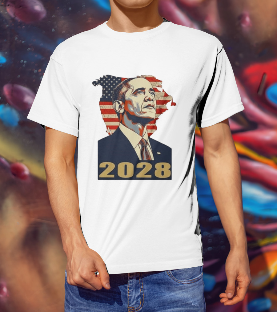 Obama 2028 With American Flag T-Shirt