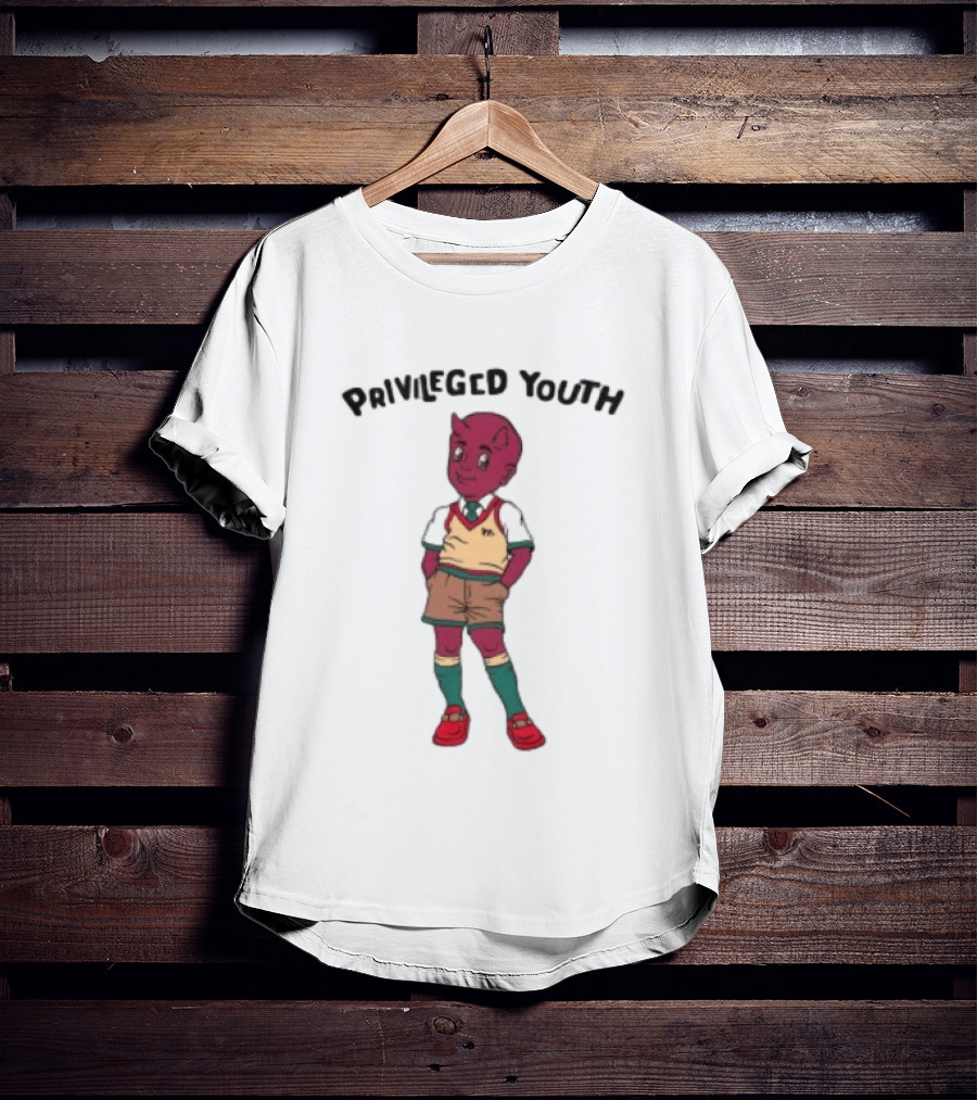 Privileged Youth Cartoon Devil Character Cream Independent Trading Co. Yearbook T-Shirt