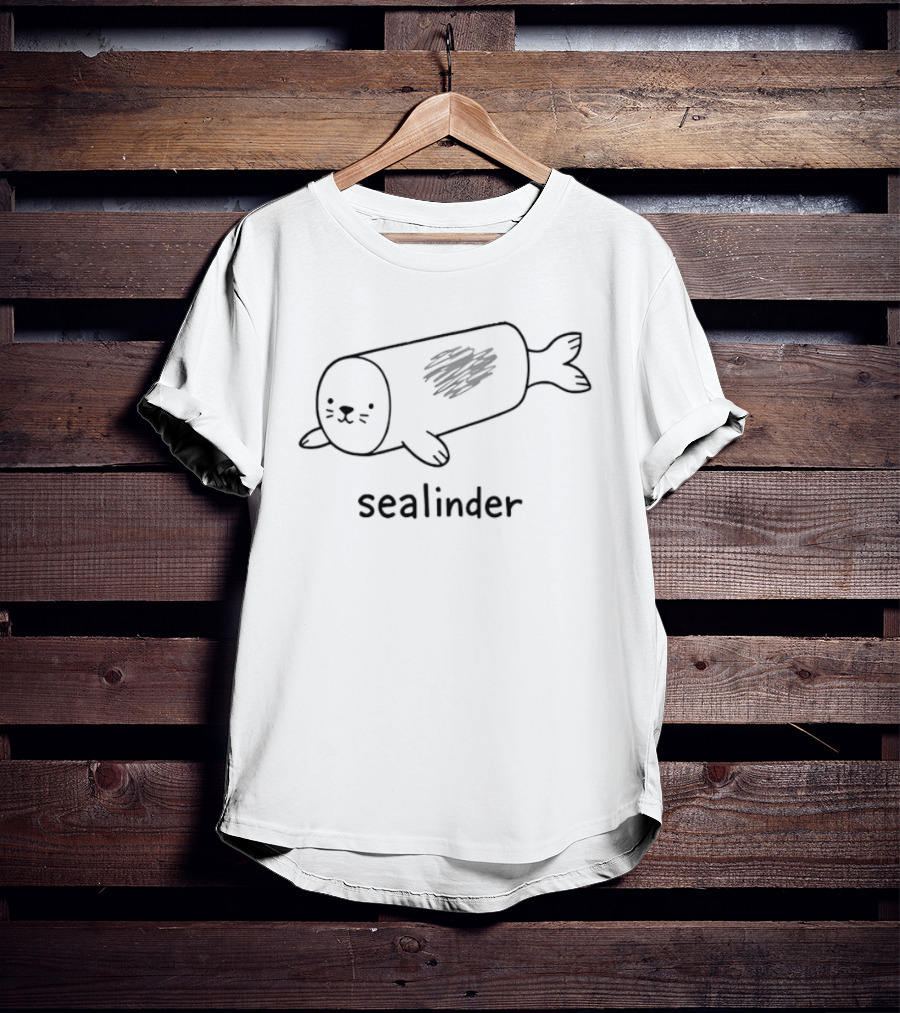 Sealinder Seal Cylinder Pun Animal Cute Drawing T-Shirt