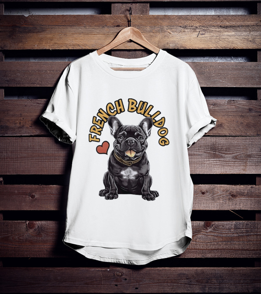 French Bulldog With Heart Frenchie Dog Lover T-Shirt
