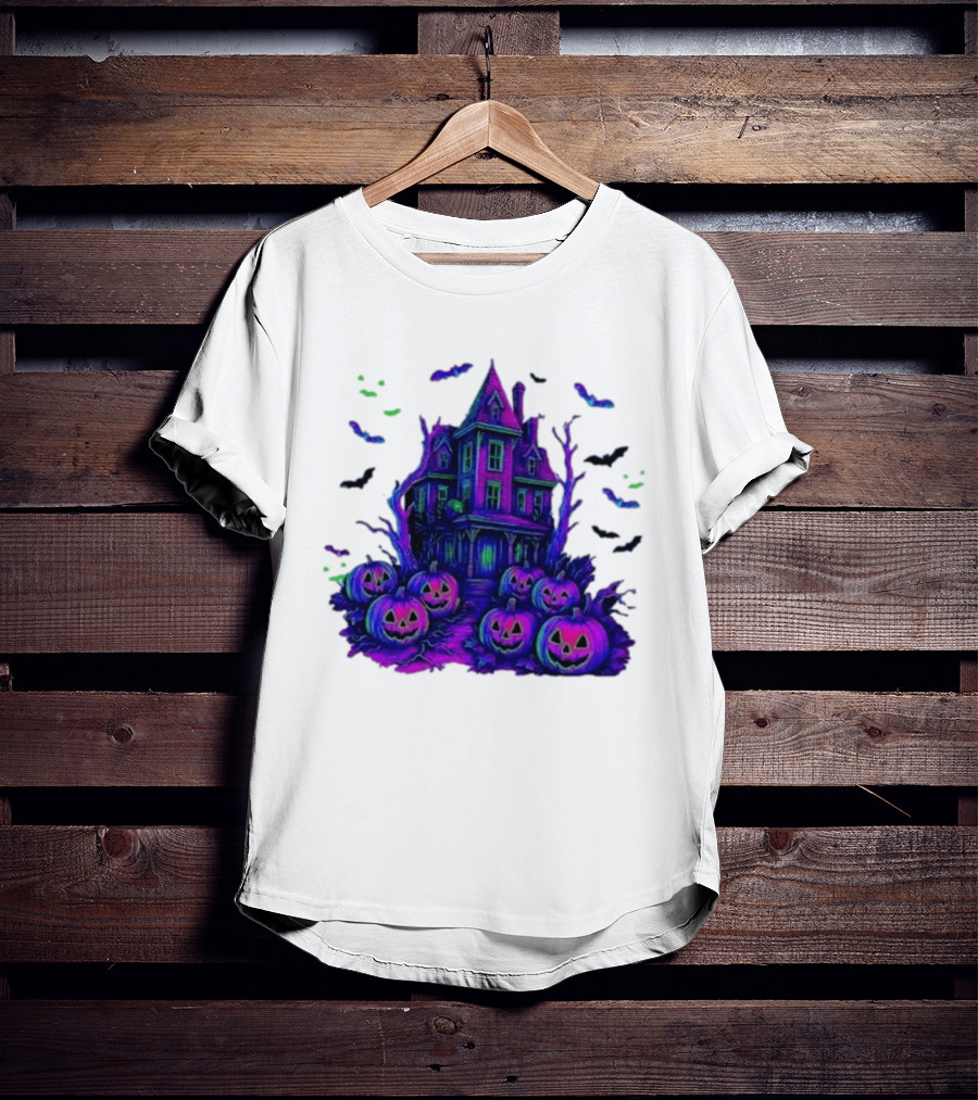 Halloween Bats Haunted House T-Shirt