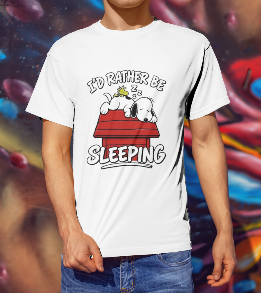 I’d Rather Be Sleeping Snoopy And Woodstock T-Shirt