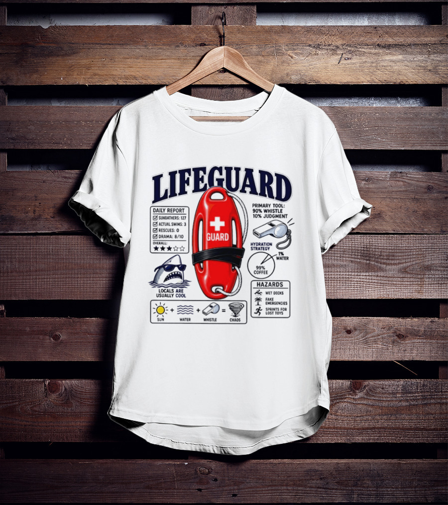Lifeguard Daily Report Coffee And Whistle Chaos T-Shirt