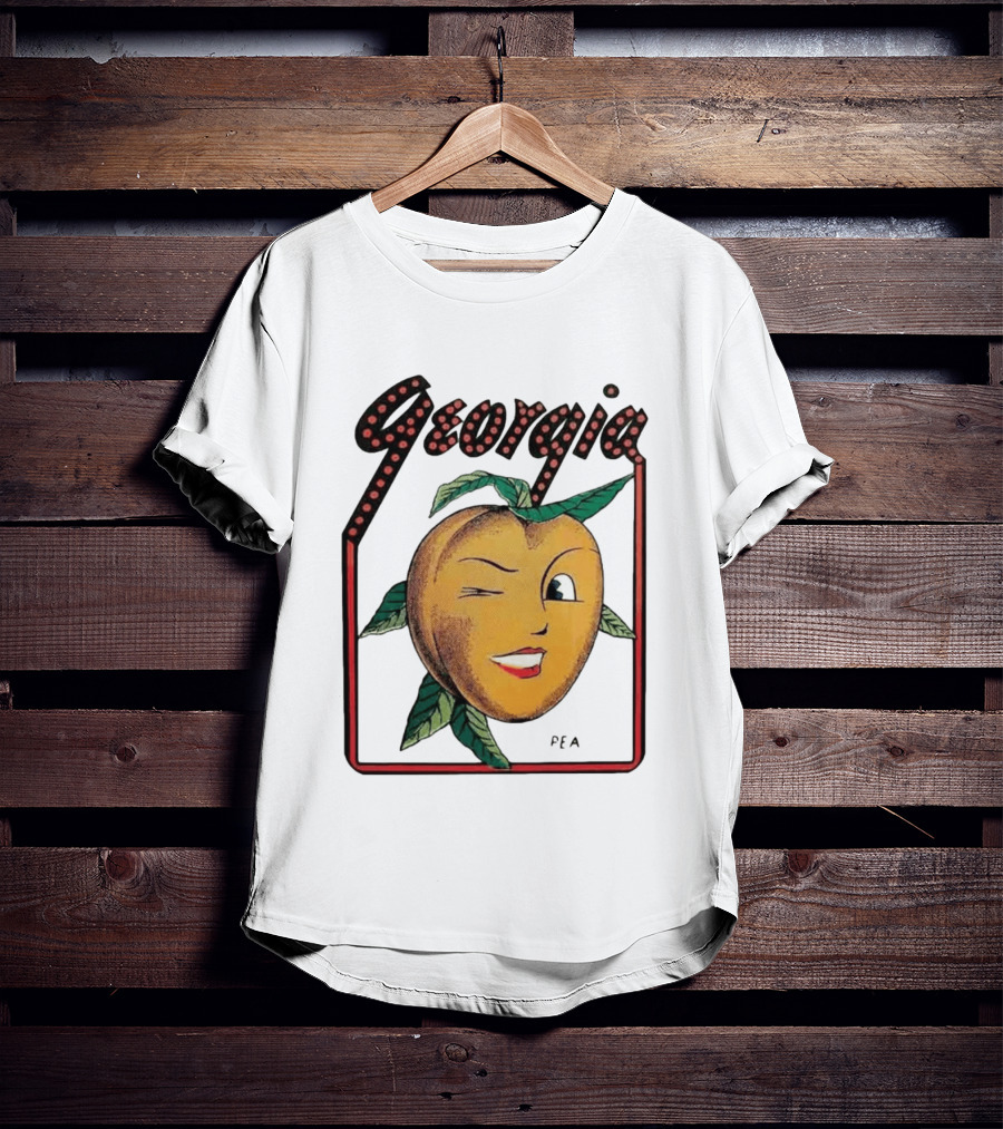 Georgia Peach Vintage Winking Icon Savannah Macon Atlanta Augusta 1950's T-Shirt