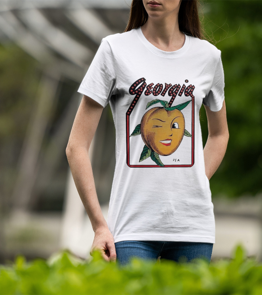 Georgia Peach Vintage Winking Icon Savannah Macon Atlanta Augusta 1950's T-Shirt