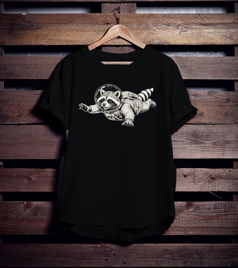 Astronaut Raccoon Floating In Space Galaxy Adventure T-Shirt
