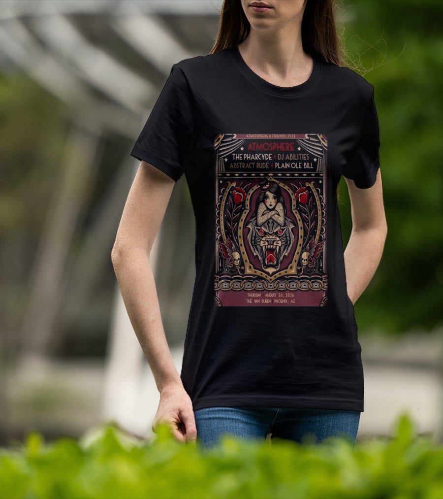 Atmosphere & Friends 2026 The Van Buren Phoenix AZ Featuring The Pharcyde DJ Abilities Abstract Rude Plain Ole Bill T-Shirt