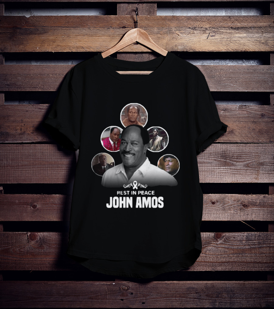 Rest In Peace John Amos Ribbon Tribute With Iconic Role Images T-Shirt