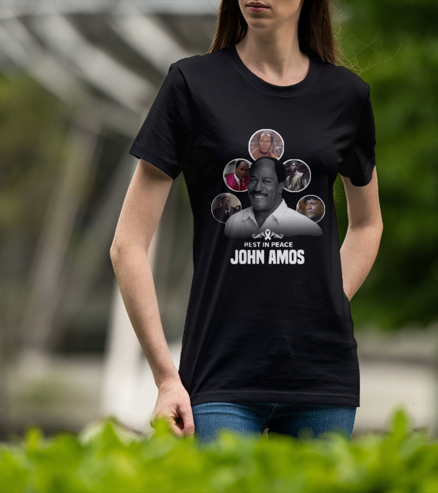 Rest In Peace John Amos Ribbon Tribute With Iconic Role Images T-Shirt