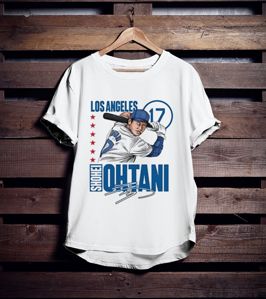 Los Angeles Shohei Ohtani 17 MLB Baseball Player Graphic With Stars T-Shirt