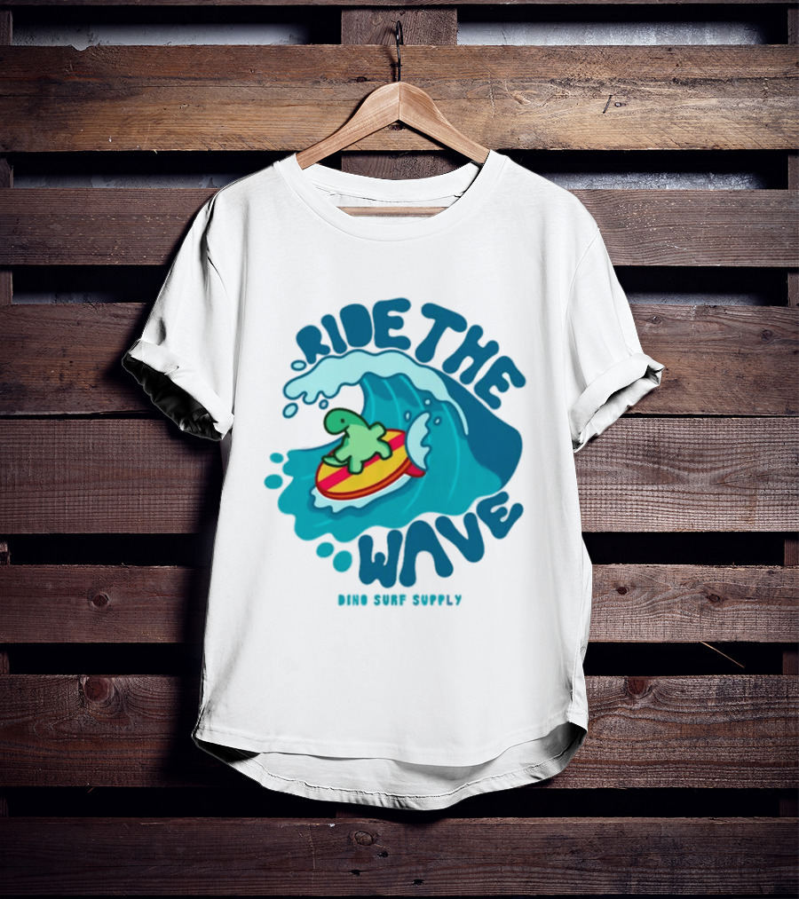 Ride The Wave Turtle Surfing Dino Surf Supply T-Shirt