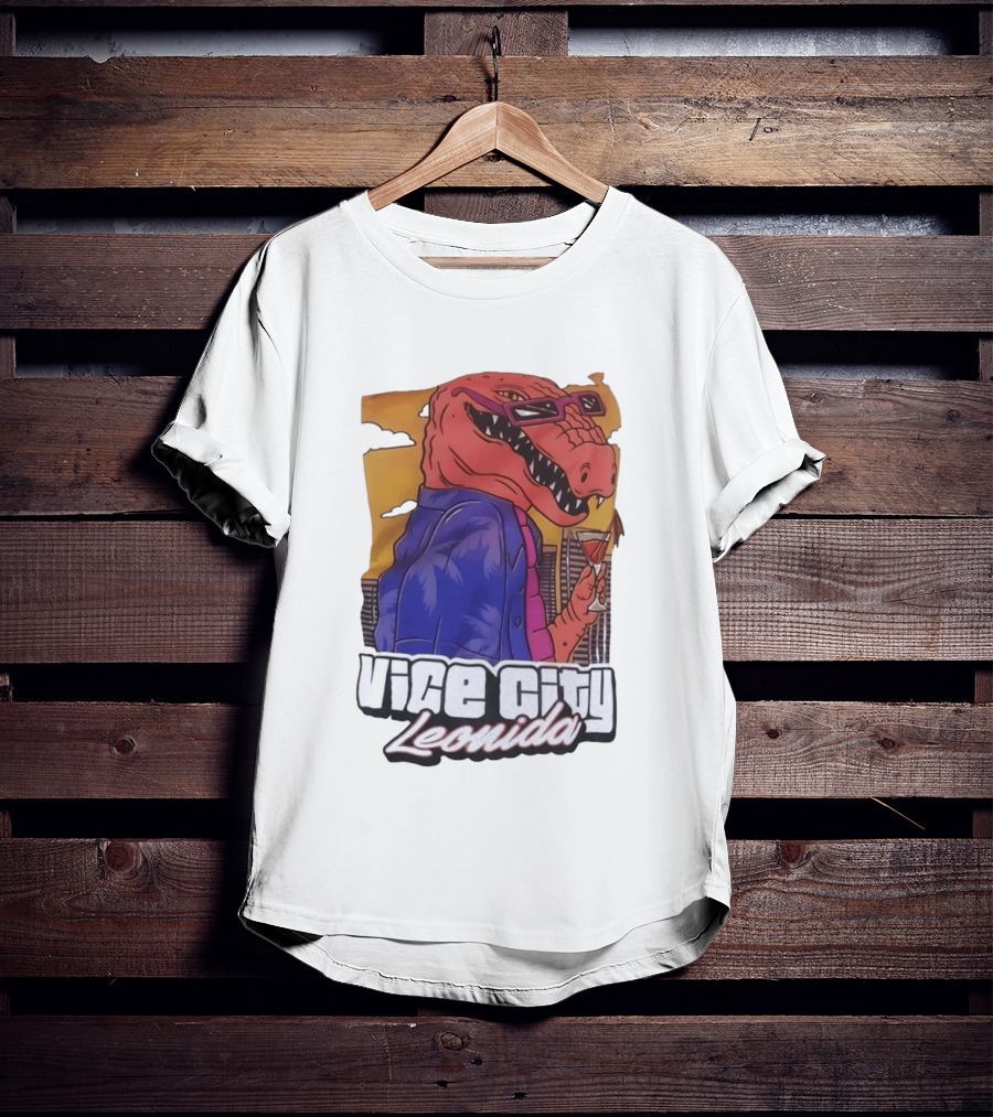 Vice City Leonida Rex Dinosaur Gaming Retro Vibes T-Shirt