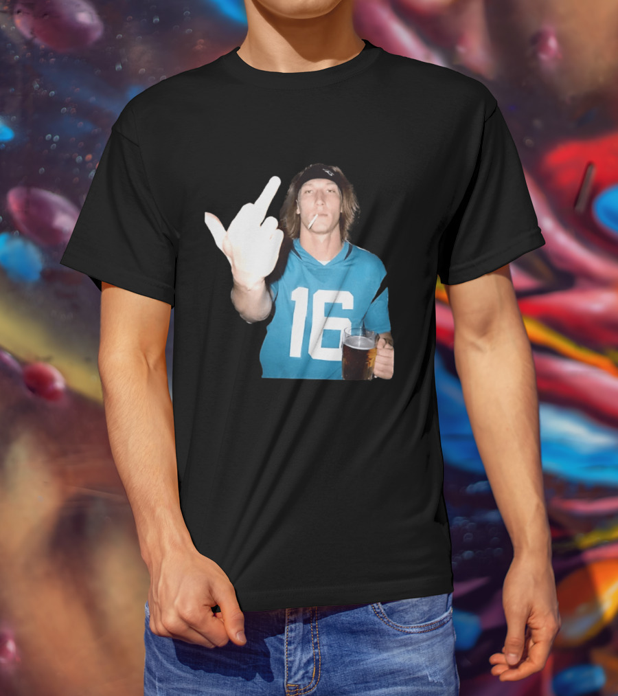Trevor Lawrence Jersey 16 Middle Finger Beer Cigarette Jacksonville Jaguars T-Shirt
