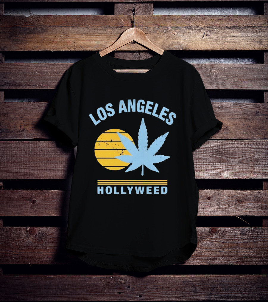 Los Angeles Hollyweed Cannabis Leaf Sunburst T-Shirt