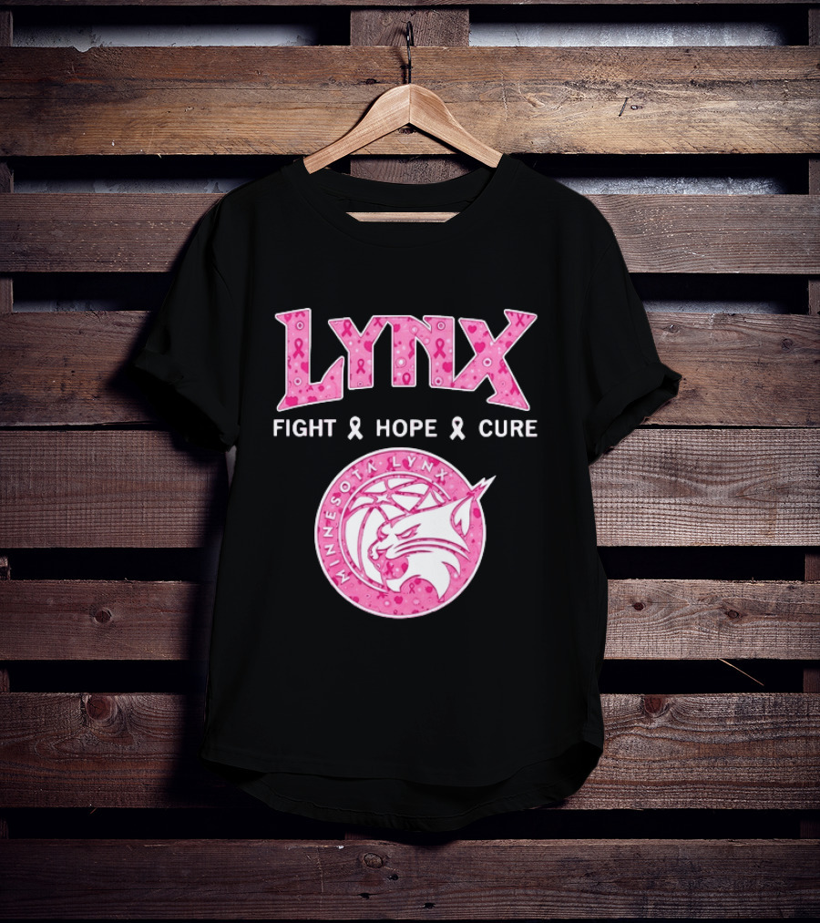 Minnesota Lynx Fight Hope Cure Breast Cancer Awareness Pink Ribbon T-Shirt