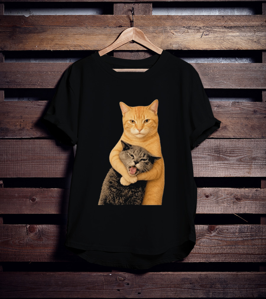 Cat Fight Meme Hugging Cats Funny Pet Lovers T-Shirt