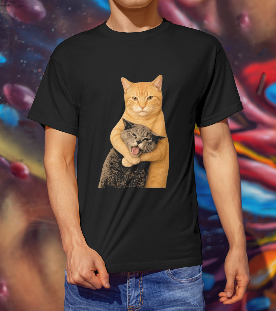 Cat Fight Meme Hugging Cats Funny Pet Lovers T-Shirt