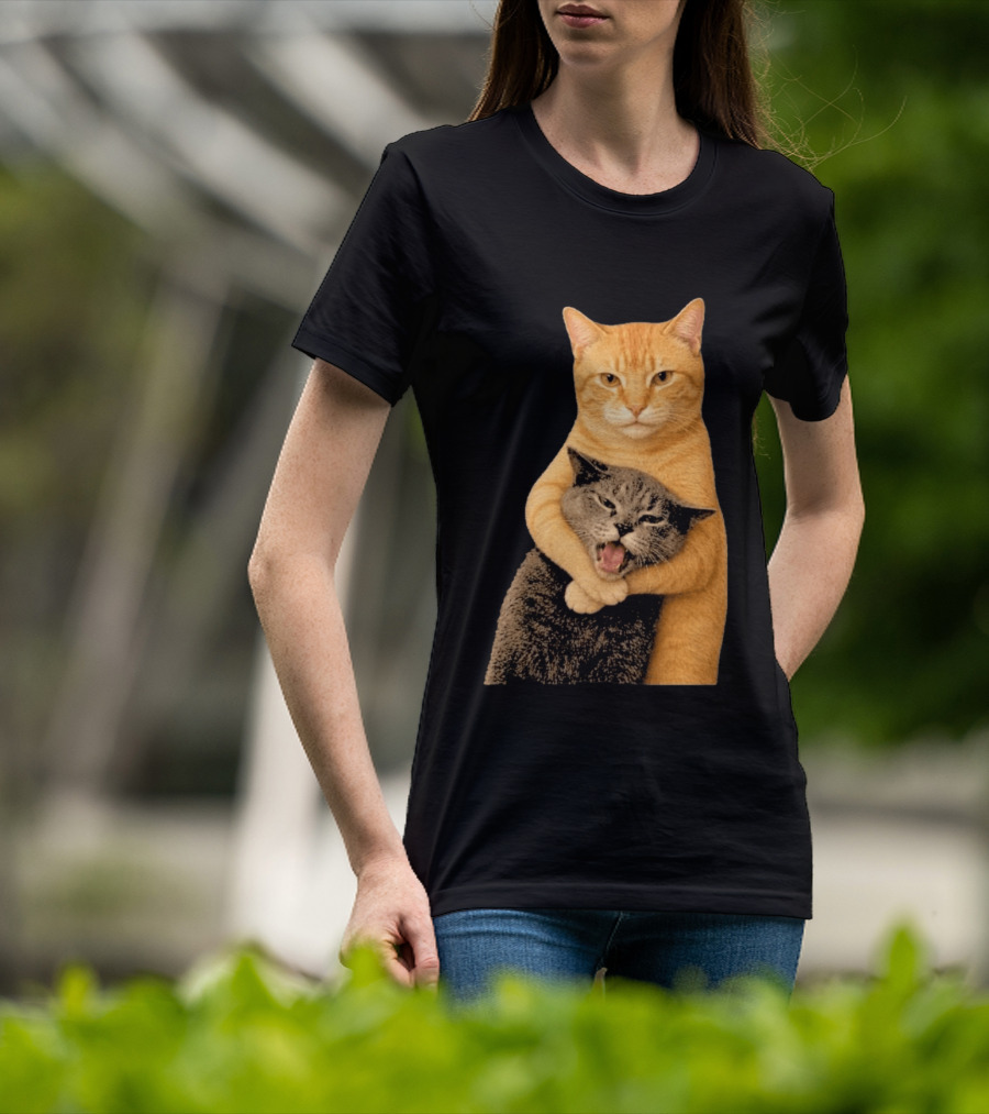 Cat Fight Meme Hugging Cats Funny Pet Lovers T-Shirt