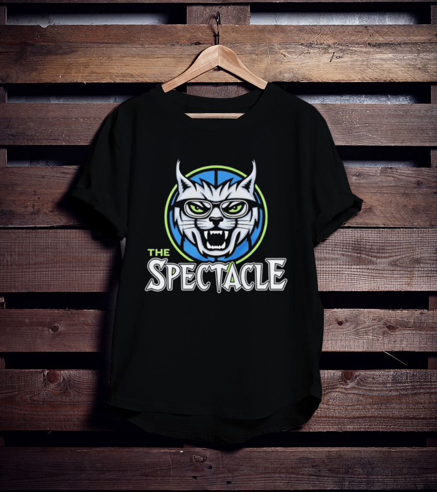 The Spectacle Cat With Glasses Feline Roaring Icon In Blue Circle T-Shirt