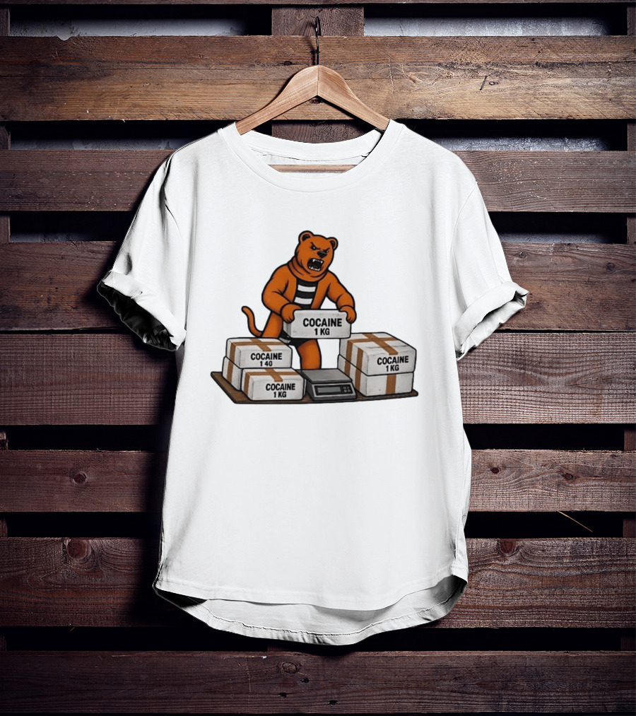 Angry Bear Holding Cocaine 1KG Bricks Meme T-Shirt