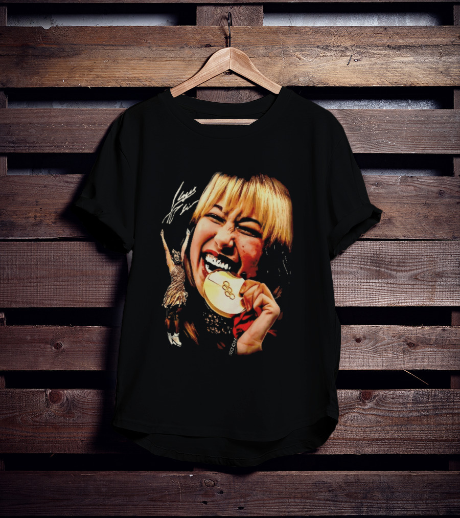 Tara Lipinski Olympic Gold Medal Celebration Iconic Figure Skater Image T-Shirt