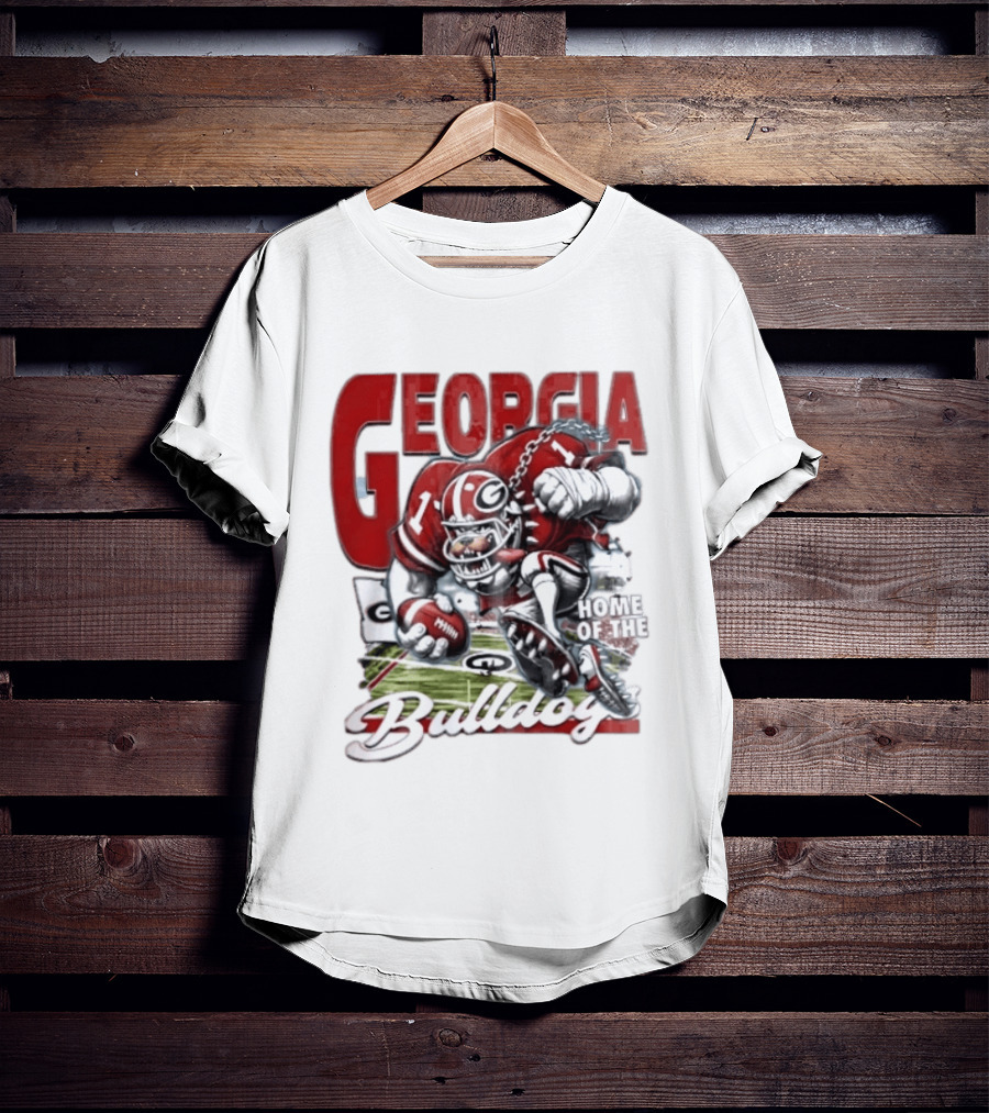 Georgia Bulldogs Football Cartoon Running Home Of The Bulldogs T-Shirt