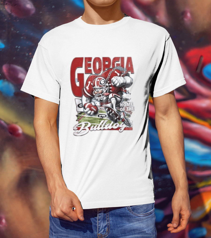 Georgia Bulldogs Football Cartoon Running Home Of The Bulldogs T-Shirt
