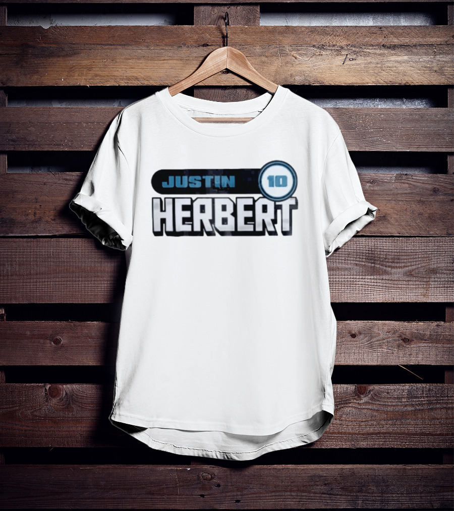 Justin Herbert 10 Blue Rounded Number Block T-Shirt