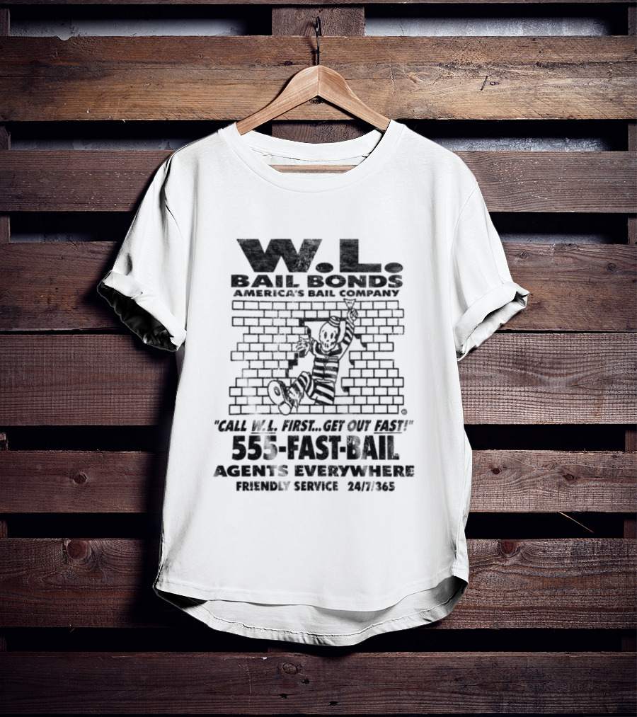 Warren Lotas W.L. Bail Bonds Off White Will Fix Your Bail Fast 535 FAST BAIL And Collect Records T-Shirt