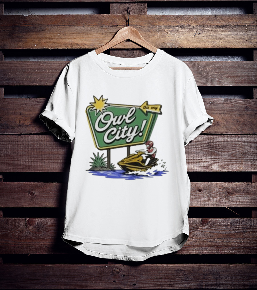 Owl City Music Welcome To Owl City Jet Ski Adventure Sign T-Shirt