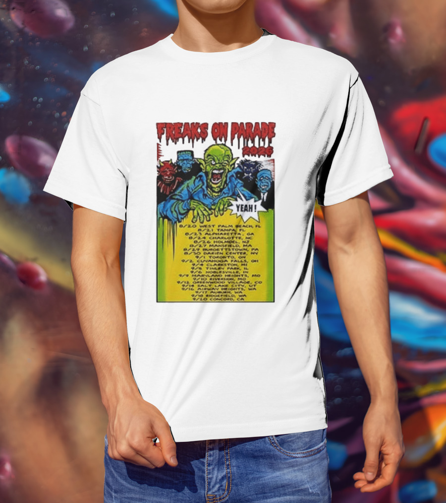 Freaks On Parade Tour 2023 Rob Zombie Dates West Palm Beach Tampa Atlanta Concord T-Shirt